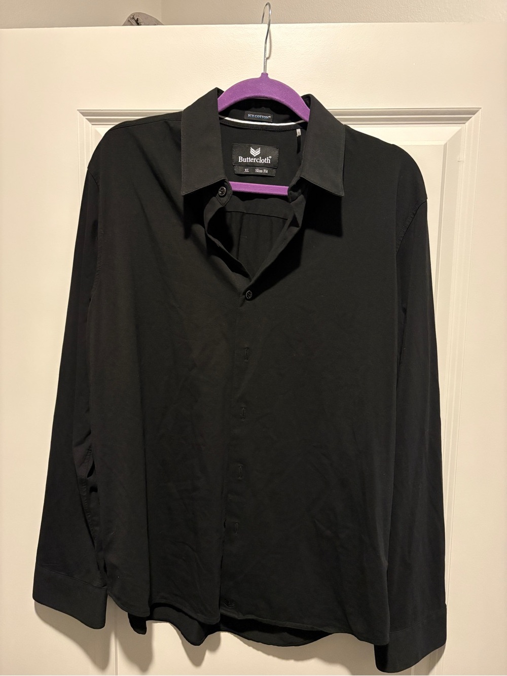 Buttercloth Black Long-Sleeve Dress Shirt